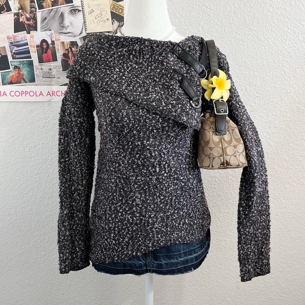 Vintage Y2K Deadstock Grunge Knit Asymmetrical Fold Over Sweater